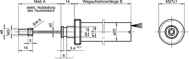 lvdt sensor threaded flange with leads